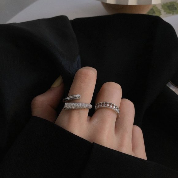 *NEW 925 Sterling Silver Diamond Adjustable Ring 4 - Picture 3 of 7